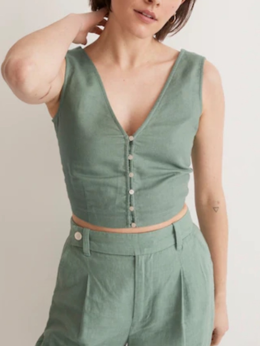 Madewell Linen Gwen Crop Top Vest Size 6